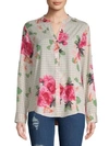 CALVIN KLEIN Long Sleeve Gingham Floral Shirt,0400097586725