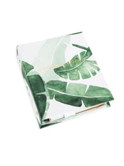 Saks Fifth Avenue Leaf-print Address Book In Dark Green