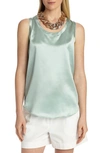 Lafayette 148 Reversible Perla Silk Blouse In Herbal Mist