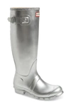 Hunter 'original Short' Rain Boot In Silver/ Silver