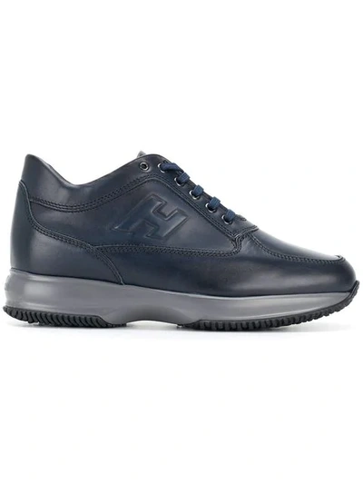 Hogan Interactive Biro Blue Leather Trainers In Dark Blue