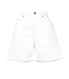 SAINT LAURENT White Baggy Frayed Shorts,1332402137126393441