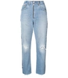 RE/DONE Blue High Rise Relaxed Crop Jeans,1551723205361893622