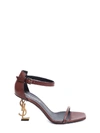 Saint Laurent Brown Opyum 110 Leather Sandals In Testa Di Moro