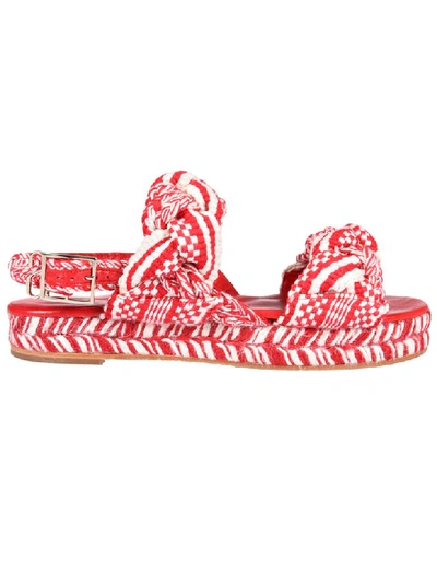 Antolina Paris 30mm Woven Cotton Platform Sandals In Rojo-marfil