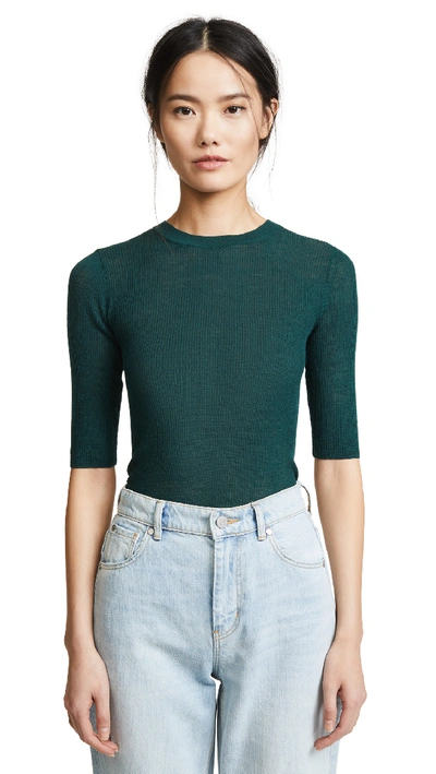 Vince Ribbed Jumper Tee In Agave