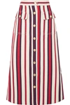 GUCCI Striped denim midi skirt