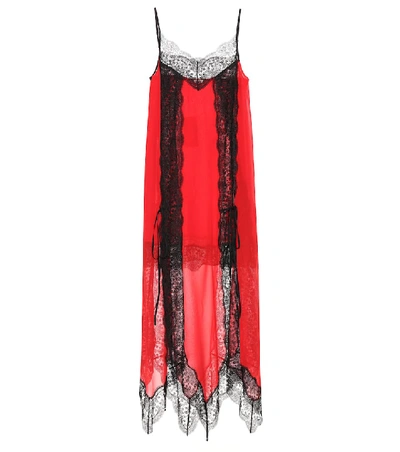 Christopher Kane Lace-trimmed Silk-chiffon Dress In Red