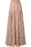 GIAMBATTISTA VALLI PLEATED FLORAL-PRINT SILK-CHIFFON MAXI SKIRT