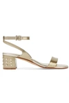 TOD'S STUDDED METALLIC LEATHER SANDALS