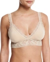 Hanky Panky Organic Cotton Padded Lace-trim Bralette In Chai
