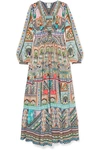 CAMILLA THE LONG WAY HOME EMBELLISHED PRINTED SILK CREPE DE CHINE MAXI DRESS