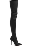 VETEMENTS FRAYED SATIN THIGH BOOTS