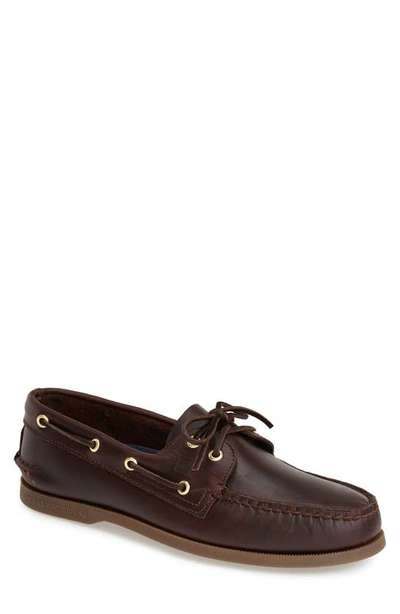 Sperry Authentic Original Burnished-leather Boat Shoes In Amaretto