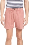 Vintage 1946 Snappers Elastic Waist 5.5 Inch Stretch Shorts In Brick