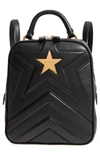 STELLA MCCARTNEY SMALL QUILTED FAUX LEATHER CONVERTIBLE BACKPACK - BLACK,513872W8214