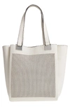 VINCE CAMUTO BEATT PERFORATED LEATHER TOTE - GREY,VC-BEATT-STO