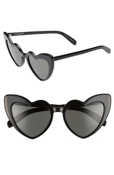 Saint Laurent Heart Frame Acetate Sunglasses In Black