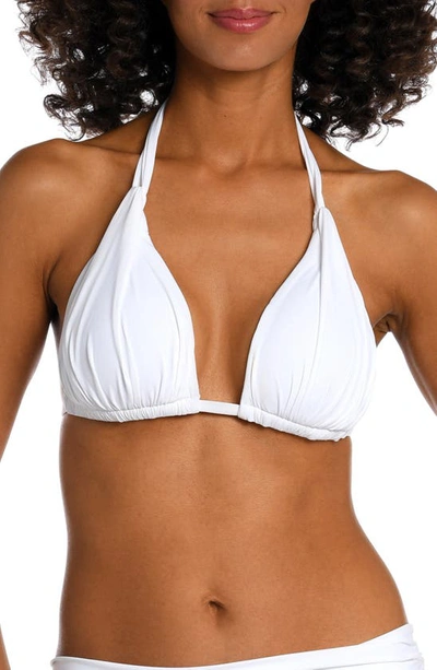 La Blanca Island Blanca Halter Bikini Top In White