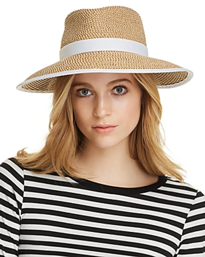 Eric Javits Sun Crest Packable Hat In Peanut/white