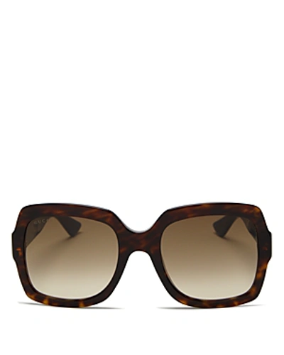 Gucci Women's Oversized Gradient Square Sunglasses, 54mm In Havana/brown Gradient