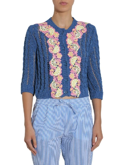 Boutique Moschino Cardigan With Embroidered Details In Multicolour