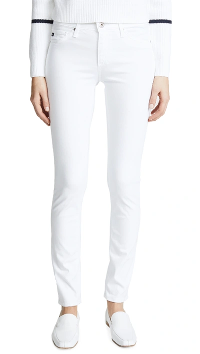 Ag Prima Sateen Mid-rise Cigarette Trousers In White