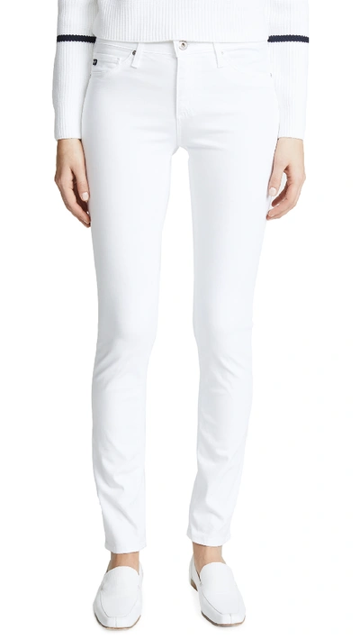 Ag Prima Sateen Mid-rise Cigarette Pants In White