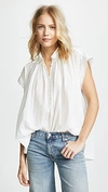Nili Lotan Normandy Shirred Cotton Blouse In Ivory