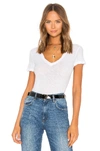 James Perse Casual V Neck Tee With Reverse Binding In White