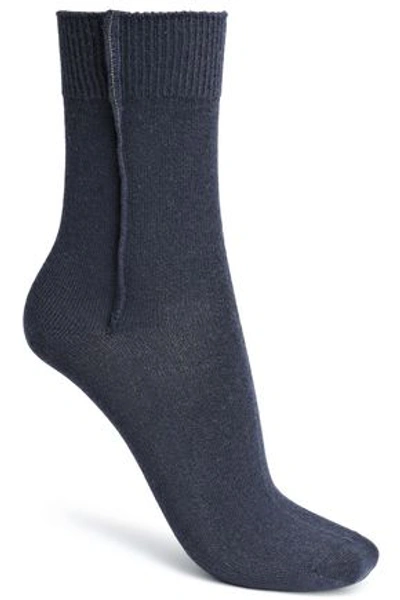 Brunello Cucinelli Woman Bead-embellished Mélange Cashmere Socks Black