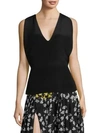 DEREK LAM Sleeveless V-Neck Silk Top