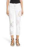 ISABEL MARANT BRODERIE ANGLAISE CROP SKINNY JEANS,PA0857-18E011I