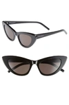 Saint Laurent Lily Cat-eye Acetate Sunglasses, Black In Black