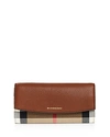 Burberry Porter House Check & Leather Continental Wallet, Cocoa In Tan Gld Hrdwre