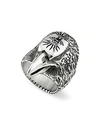 GUCCI STERLING SILVER ANGRY FOREST EAGLE HEAD RING,YBC476903001020