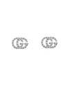 GUCCI 18K White Gold GG Running Diamond Stud Earrings,YBD48167800100U