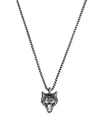 GUCCI Sterling Silver Angry Forest Wolf Pendant Necklace, 18",YBB47693000100U