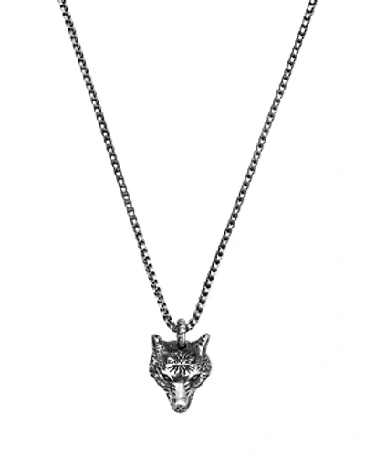 Gucci Sterling Silver Angry Forest Wolf Pendant Necklace, 18"