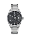 TAG HEUER CARRERA CALIBRE 7 TWIN-TIME STAINLESS STEEL AND ANTHRACITE DIAL WATCH, 41MM,WAR2012.BA0723