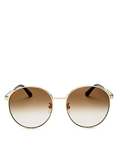 Gucci Women's Round Sunglasses, 58mm In Endura Gold/brown Gradient