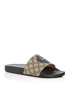 GUCCI MEN'S GG SUPREME WOLF HEAD SLIDE SANDALS,5008799KI00