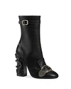 GUCCI WOMEN'S QUEERCORE LEATHER & CRYSTAL SNAKE BLOCK HEEL BOOTIES,497375A3N00