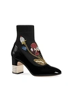 GUCCI Women's Candy Embroidered Knit & Patent Leather Embellished Booties,4966099JE10
