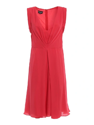 Giorgio Armani V-neck Flared Dress In Red