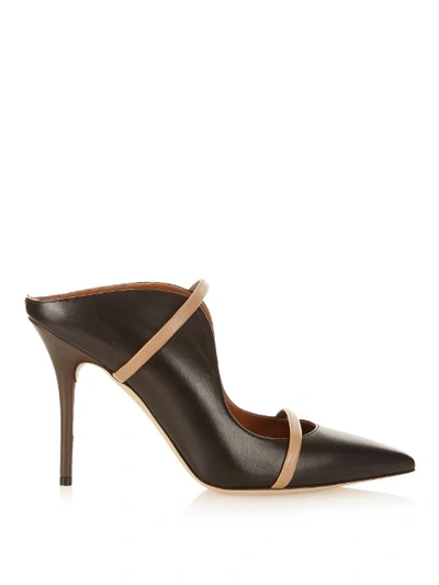 Malone Souliers Maureen Black And Nude Nappa Leather High Heel Mules In Nero