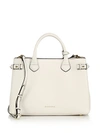 Burberry 'medium Banner' House Check Leather Tote In Limestone/gold