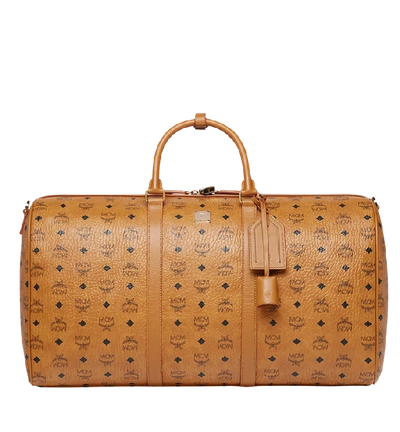 Mcm Men's Traveler Visetos Xl Weekender Duffel Bag In Cognac