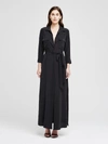 L'agence Cameron Long-sleeve Belted Silk Shirtdress In Black