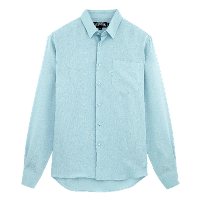 Vilebrequin Men Ready To Wear - Men Linen Shirt Solid - Shirt - Caroubis In Blue